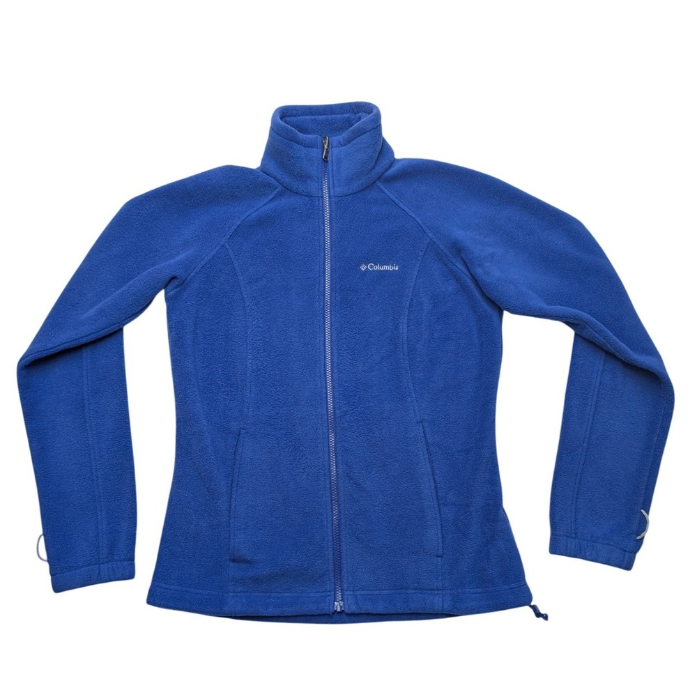 Columbia Fleece Jacket Womens Small Blue Full Zip Interchange Mock Neck Soft